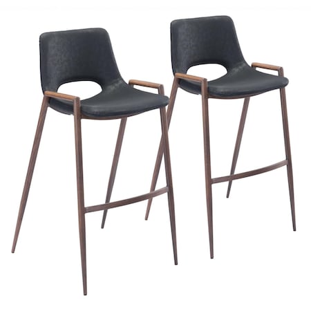 Gfancy Fixtures Black Retro Modern Funk Bar Chairs, 2PK GF3670130